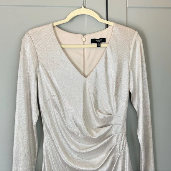 Guess Women’s Dress Size 8  Champagne Ruched Silky Material Party Cocktail Date - Picture 1 of 12